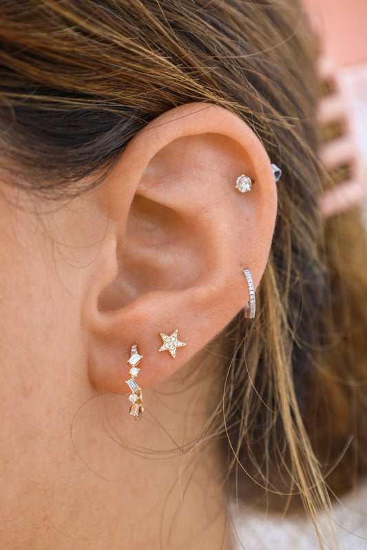 Small Gold Diamond Hoop Earrings