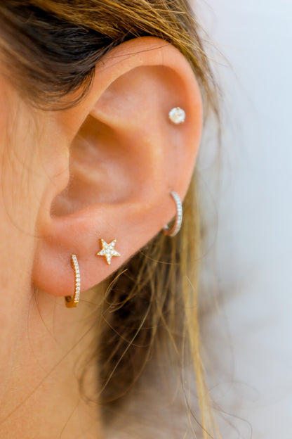 Gold Diamond Star Earrings