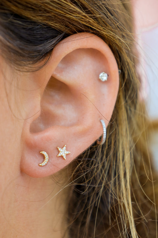 Pave Diamond Crescent Moon Earrings 🌙