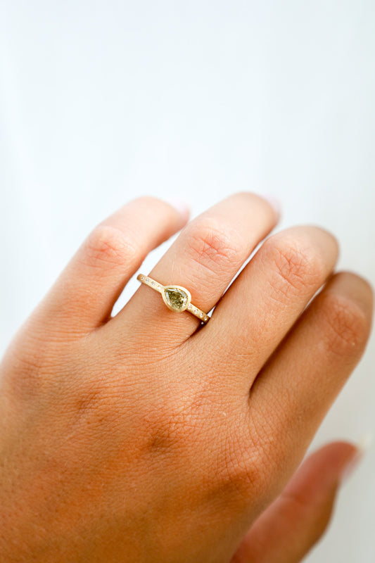 One of a Kind Yellowish Green Diamond Ring