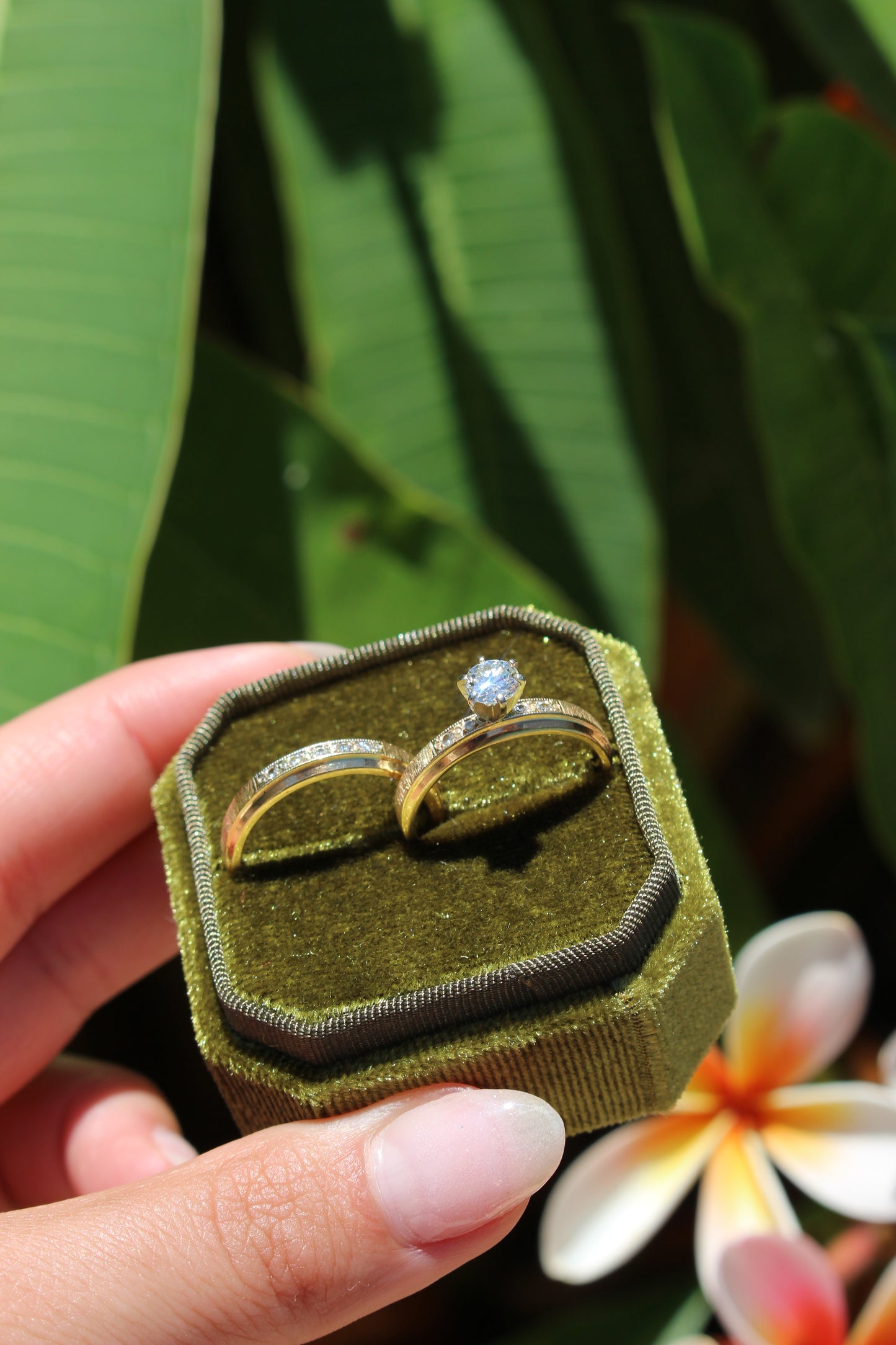 14K Yellow Gold Diamond Wedding Set