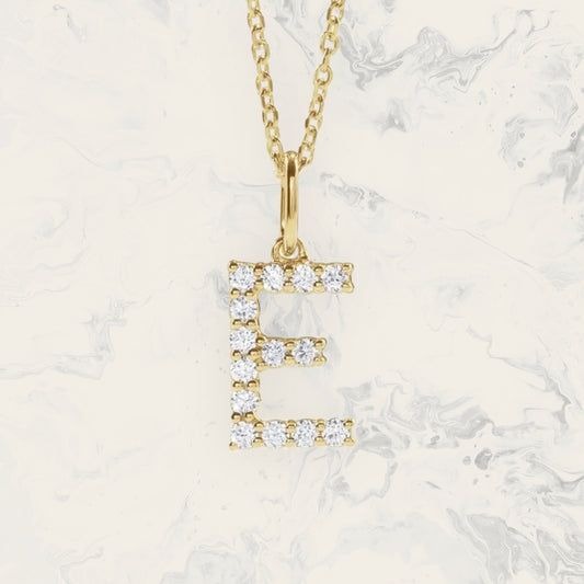 Gold Lab Grown Diamond Initial Necklace