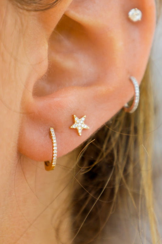 gold diamond star stud earrings