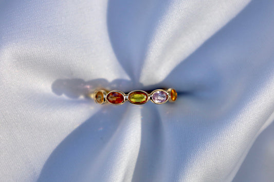 Multicolored Sapphire Drops of Color Band