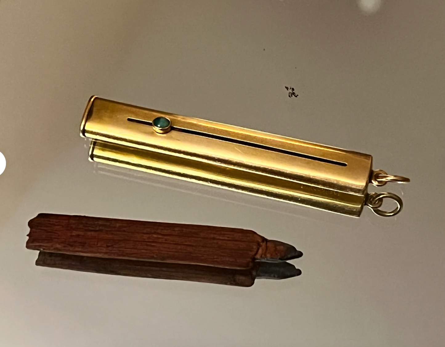 Rare Antique Gold Pencil with Turquoise Button