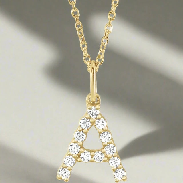 Gold Lab Grown Diamond Initial Necklace