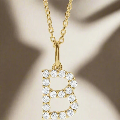 Gold Lab Grown Diamond Initial Necklace