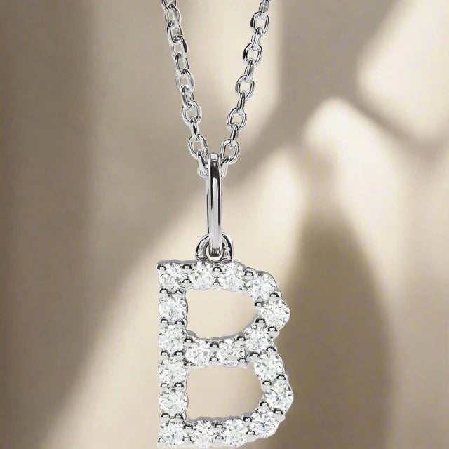 Gold Lab Grown Diamond Initial Necklace