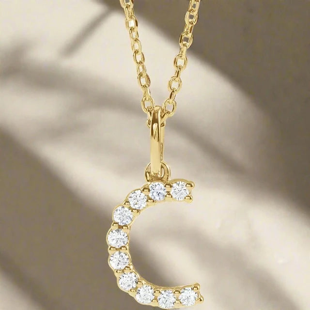 Gold Lab Grown Diamond Initial Necklace