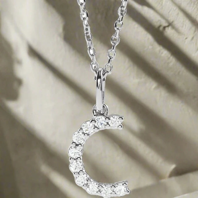 Gold Lab Grown Diamond Initial Necklace