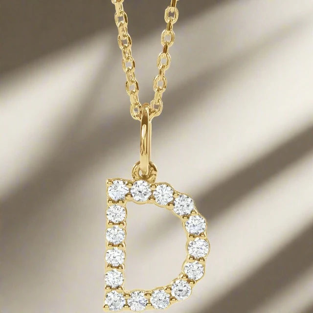 Gold Lab Grown Diamond Initial Necklace