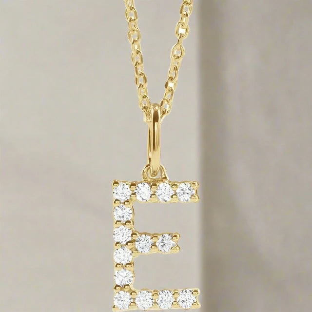 Gold Lab Grown Diamond Initial Necklace