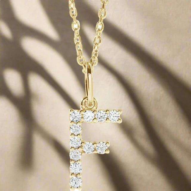 Gold Lab Grown Diamond Initial Necklace