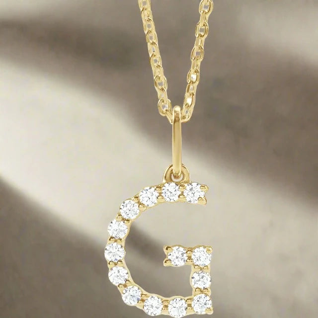 Gold Lab Grown Diamond Initial Necklace