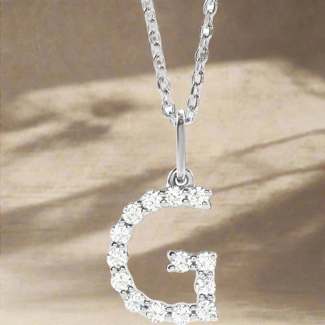 Gold Lab Grown Diamond Initial Necklace