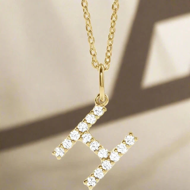 Gold Lab Grown Diamond Initial Necklace