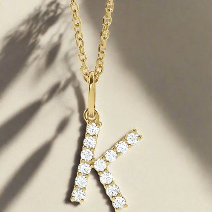 Gold Lab Grown Diamond Initial Necklace