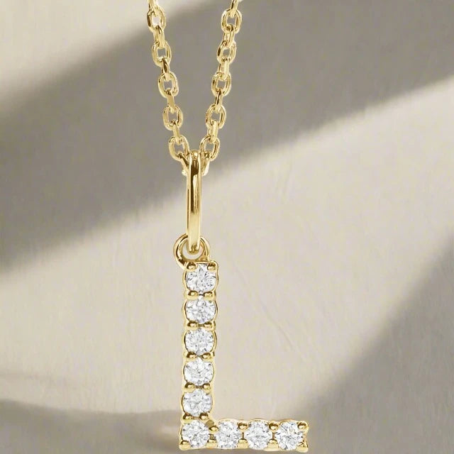 Gold Lab Grown Diamond Initial Necklace