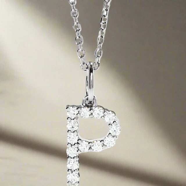 Gold Lab Grown Diamond Initial Necklace