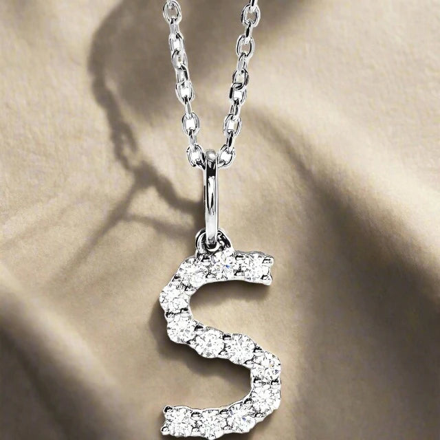 Gold Lab Grown Diamond Initial Necklace