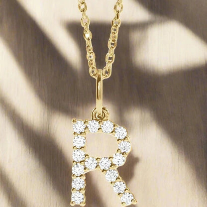 Gold Lab Grown Diamond Initial Necklace