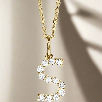 Gold Lab Grown Diamond Initial Necklace