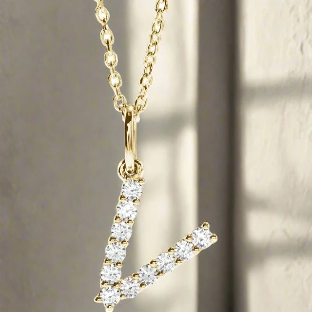 Gold Lab Grown Diamond Initial Necklace