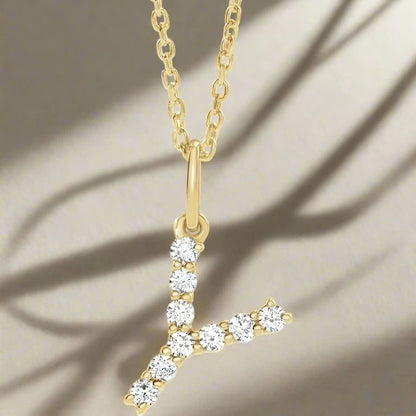 Gold Lab Grown Diamond Initial Necklace