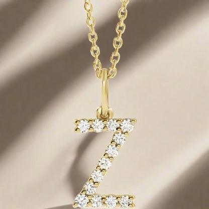 Gold Lab Grown Diamond Initial Necklace