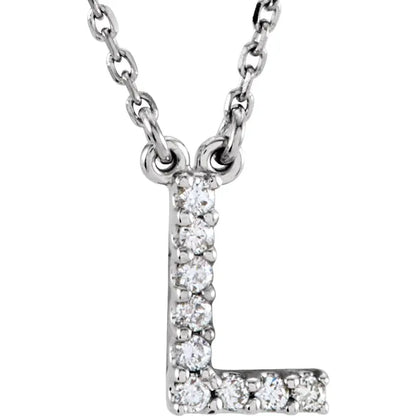 Small Natural Diamond Gold Initial Necklace