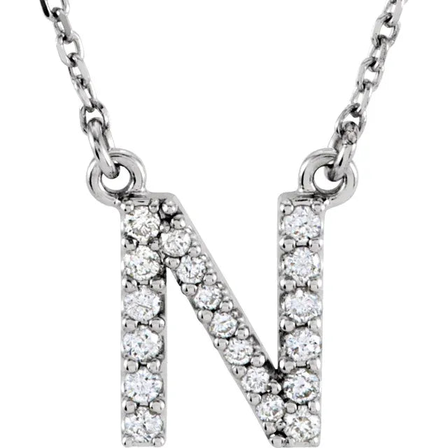 Small Natural Diamond Gold Initial Necklace