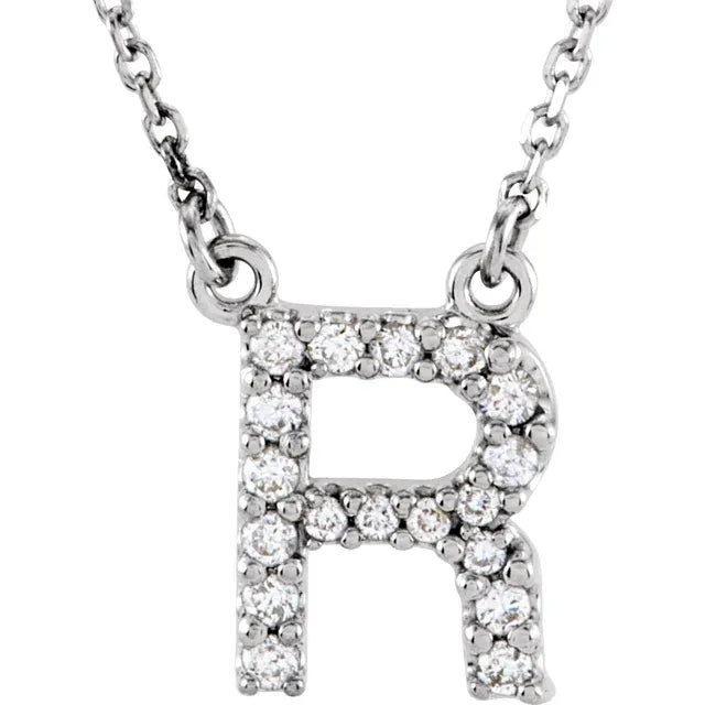 Small Natural Diamond Gold Initial Necklace