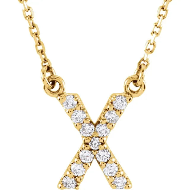 Small Natural Diamond Gold Initial Necklace