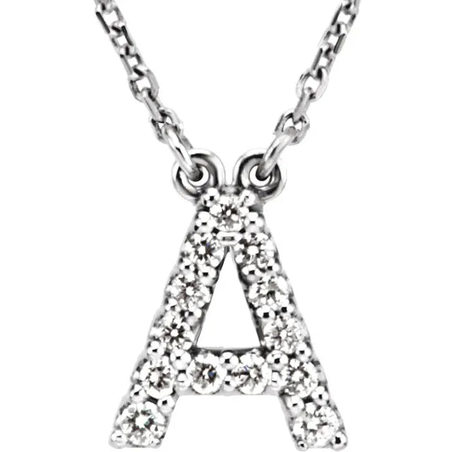 Small Natural Diamond Gold Initial Necklace