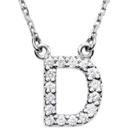 Small Natural Diamond Gold Initial Necklace