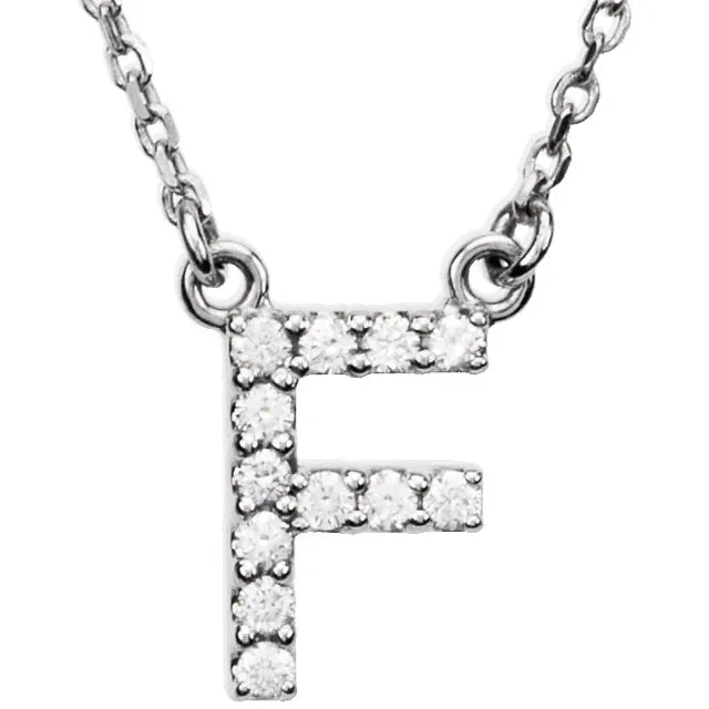 Small Natural Diamond Gold Initial Necklace