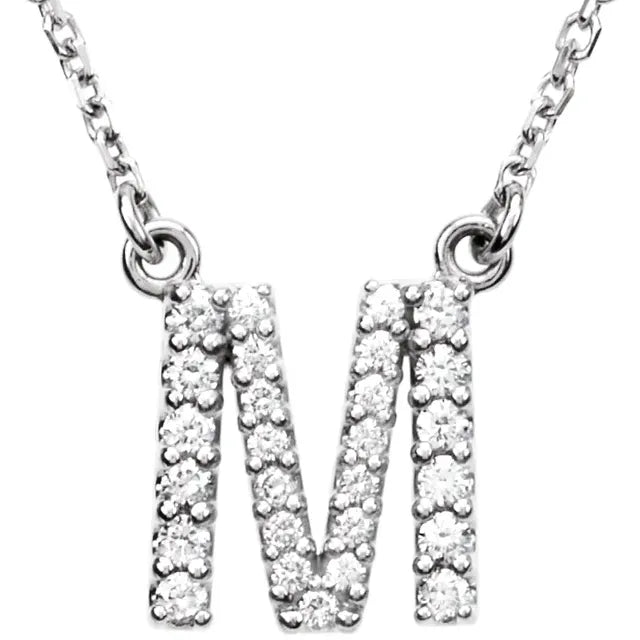 Small Natural Diamond Gold Initial Necklace