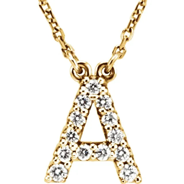 Small Natural Diamond Gold Initial Necklace