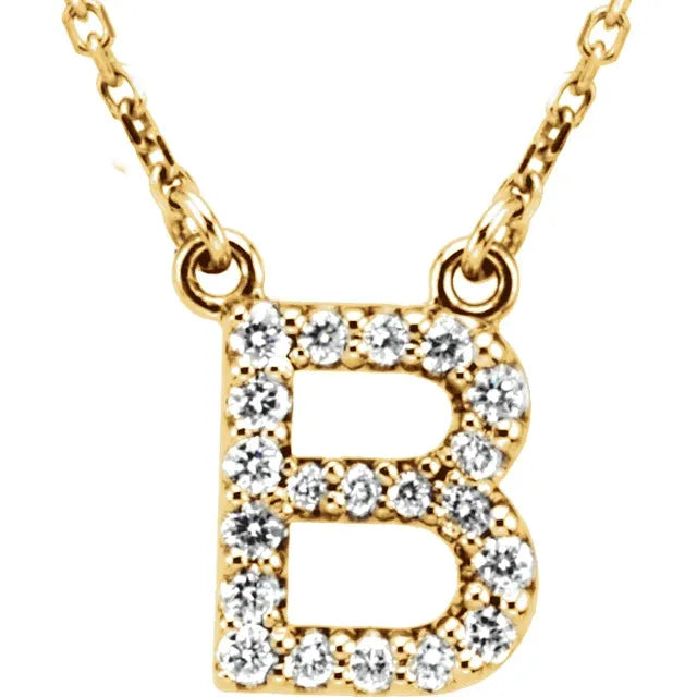 Small Natural Diamond Gold Initial Necklace