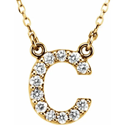 Small Natural Diamond Gold Initial Necklace