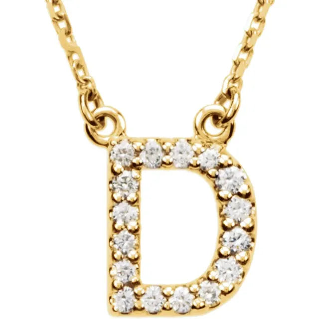 Small Natural Diamond Gold Initial Necklace