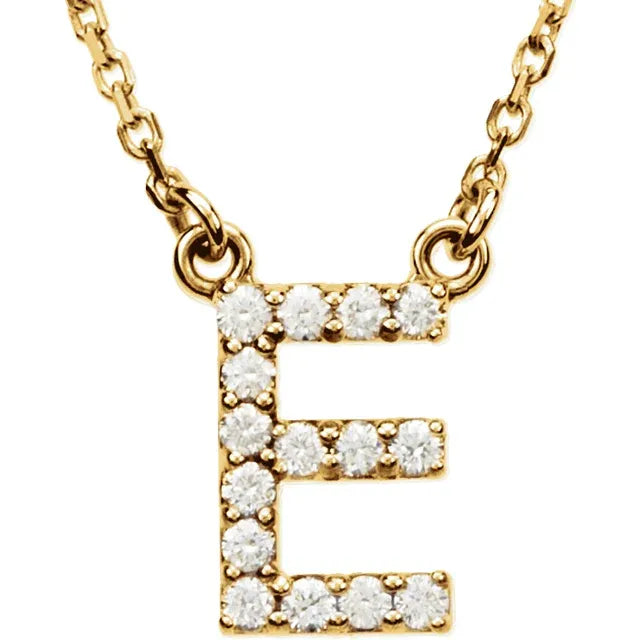 Small Natural Diamond Gold Initial Necklace