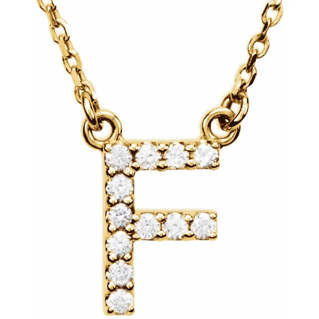 Small Natural Diamond Gold Initial Necklace