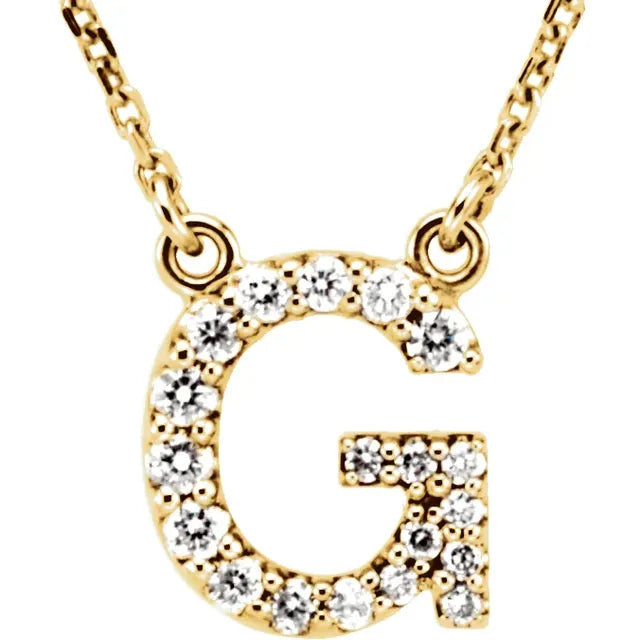 Small Natural Diamond Gold Initial Necklace