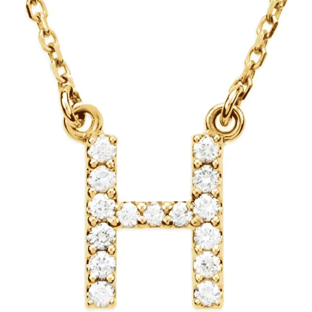 Small Natural Diamond Gold Initial Necklace