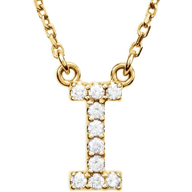 Small Natural Diamond Gold Initial Necklace