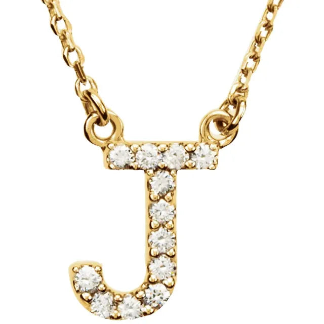 Small Natural Diamond Gold Initial Necklace