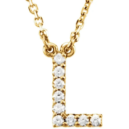 Small Natural Diamond Gold Initial Necklace