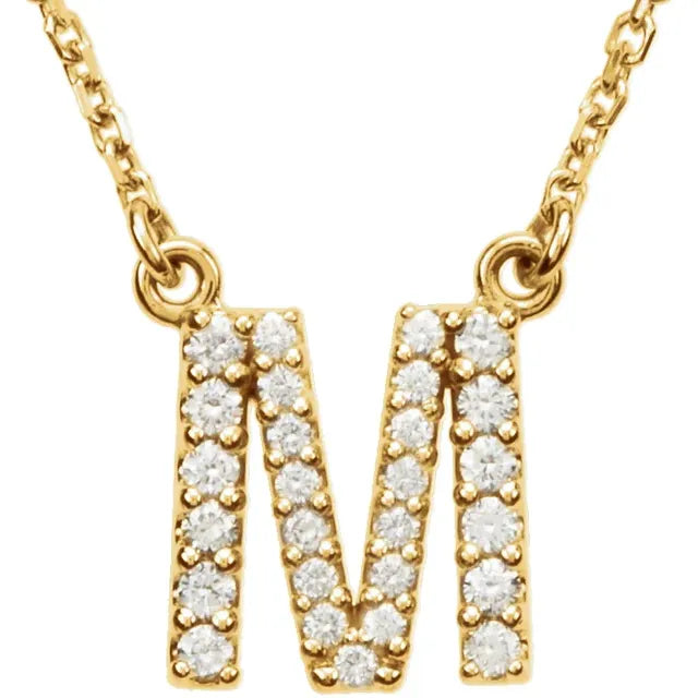 Small Natural Diamond Gold Initial Necklace