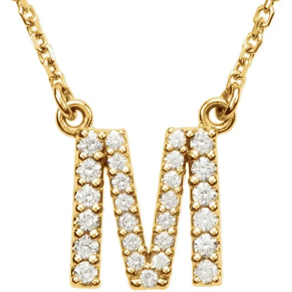 Small Natural Diamond Gold Initial Necklace